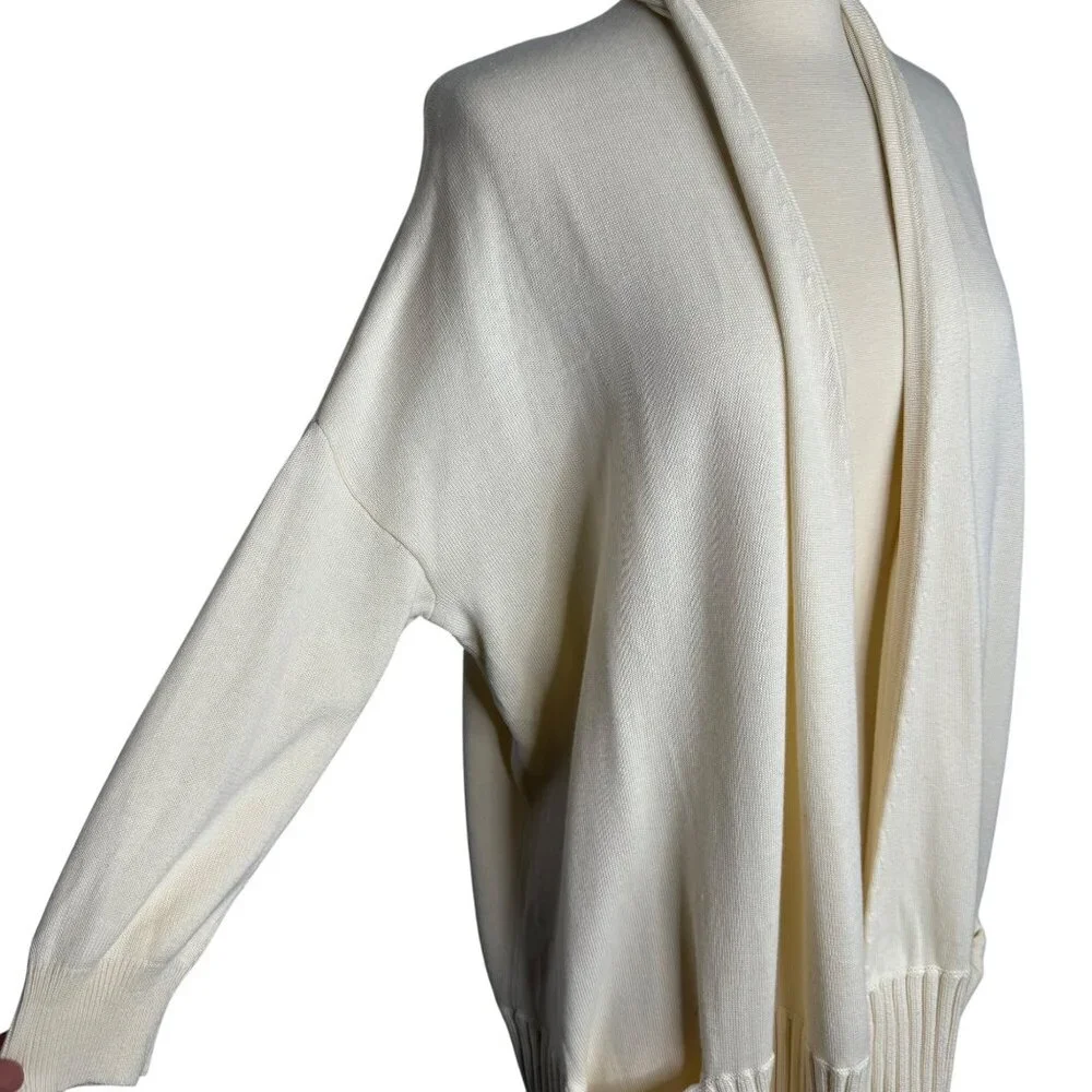 Michael Kors Womens Open Front Cardigan Sweater‎ Medium Ivory Cotton & Rayon